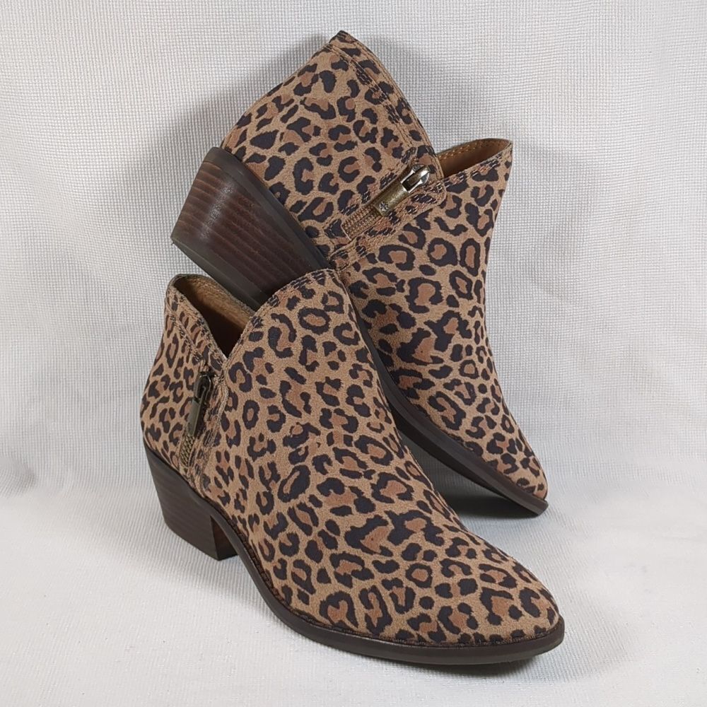 Lucky Brand Women's LP-FHUNA 2 Suede Ankle Bootie Leopard Print Size 7M